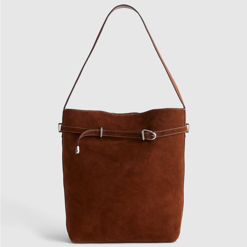 Madewell The Essential Belted Bucket Tote in Soft Mahogany